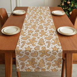 Caminho De Mesa Pequeno Biscoitos Homem de Gengibre Natal Bege Neutro
