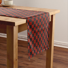 Caminho De Mesa Pequeno Black and Deep red checkerboard pattern