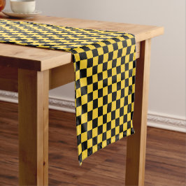 Caminho De Mesa Pequeno Black and gold checkerboard pattern