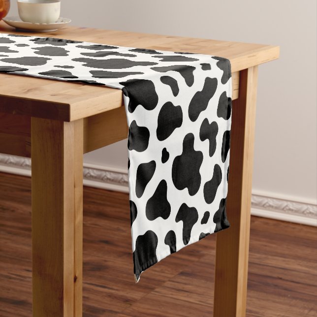 Caminho De Mesa Pequeno Black And White Cow Print Western Cowboy Southern (No Local)