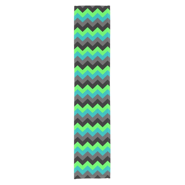 Caminho De Mesa Pequeno Black Green Ombre Chevrons Small Table Runner (Frente)