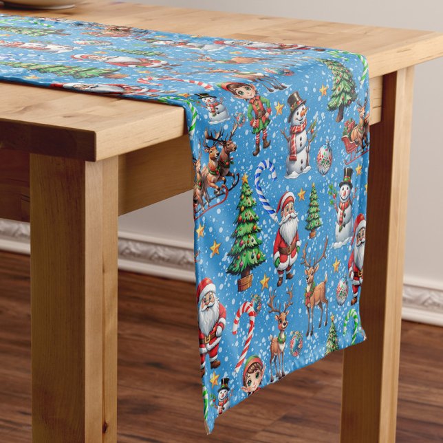 Caminho De Mesa Pequeno Blue Background Christmas Decorative Pattern (Criador carregado)