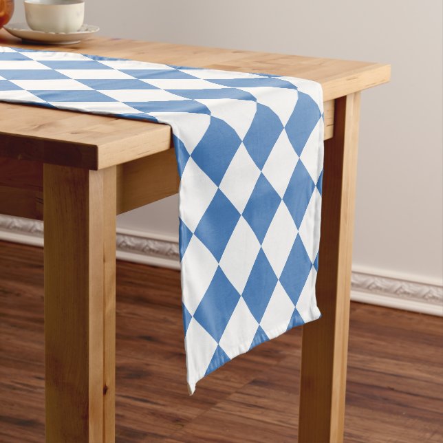 Caminho De Mesa Pequeno Blue White Checker Diamond Pattern (No Local)