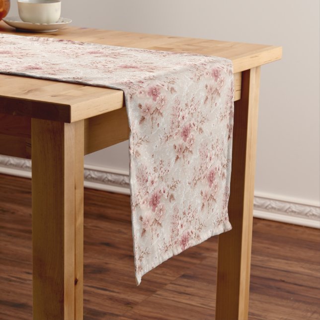 Caminho De Mesa Pequeno Blush Floral Romantic Lace-Inspired Table Runner (No Local)