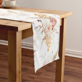 Caminho De Mesa Pequeno Boho Bege, Grama das Pampas Terracota Aquarela Nós