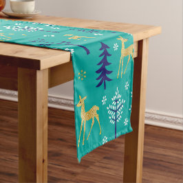 Caminho De Mesa Pequeno Boho Trees Dourados Deers Moderno