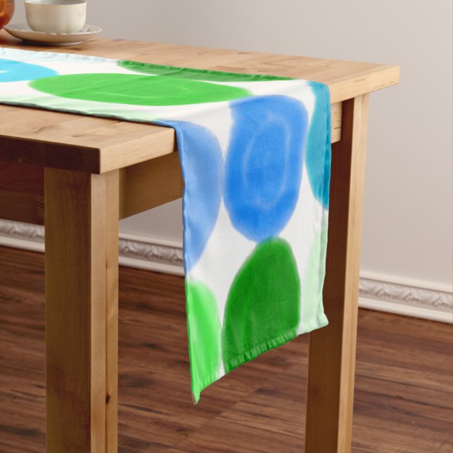 Caminho De Mesa Pequeno Bolhas Azuis e Verdes (No Local)