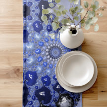 Bolhas Fractais Abstratas em Ombre Azul