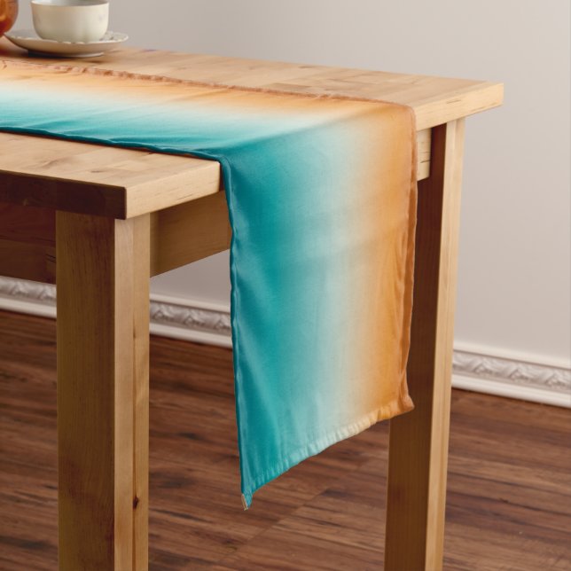 Caminho De Mesa Pequeno Bonito Ombre Laranja Solarino e Gradação Azul Teal (No Local)