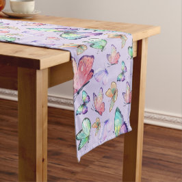 Caminho De Mesa Pequeno Borboletas de Aquarela Púrpura Sem Costura