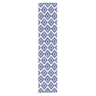 Caminho De Mesa Pequeno Branco tribal Chevron do diamante de Ikat do azul