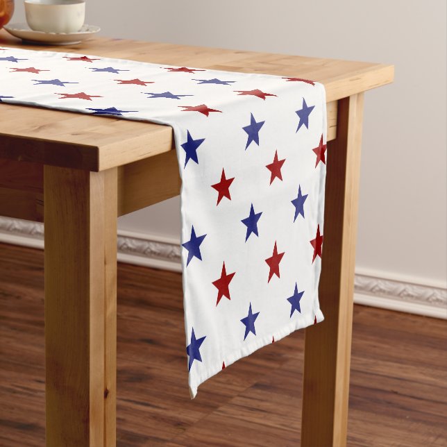 Caminho De Mesa Pequeno Branco Vermelho e Azul Todas as Estrelas Americana (No Local)