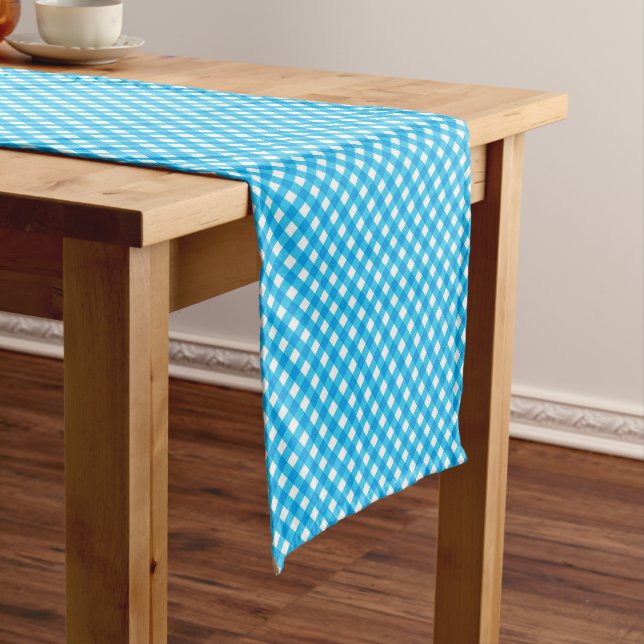Caminho De Mesa Pequeno Bright Blue Gingham Pattern (No Local)