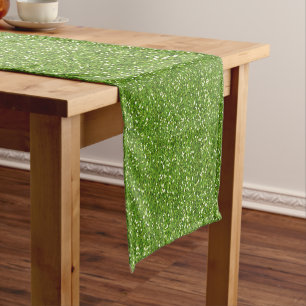 Caminho De Mesa Pequeno Brilho Sparkly do verde limão & da prata