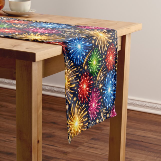 Caminho De Mesa Pequeno Brilliant Midnight Fireworks Pattern (No Local)