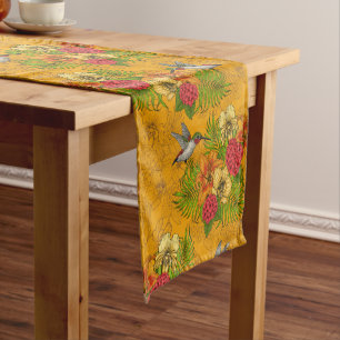 Caminho De Mesa Pequeno Buquês tropicais e beija-flores 2