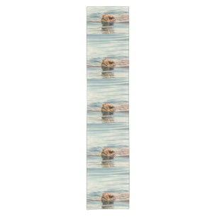 Caminho De Mesa Pequeno Cabeça Acima Da Água Tartaruga Oceânica Arte Selva