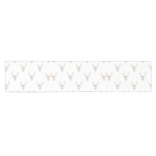 Caminho De Mesa Pequeno Cabeça floral dos cervos do vintage branco