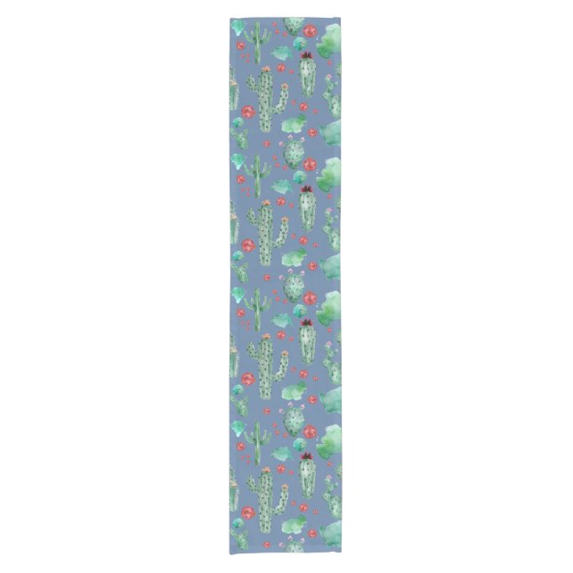 Caminho De Mesa Pequeno cacto e padrão de ladybug - fundo azul (Frente)