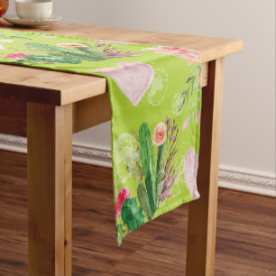 Caminho De Mesa Pequeno Cacto floral bonito da aguarela