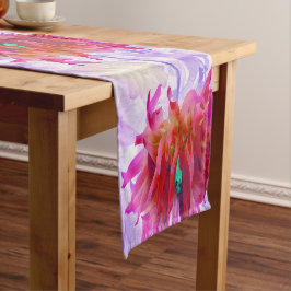 Caminho De Mesa Pequeno Cactus Dahlia Vermelho e Rosa Quente