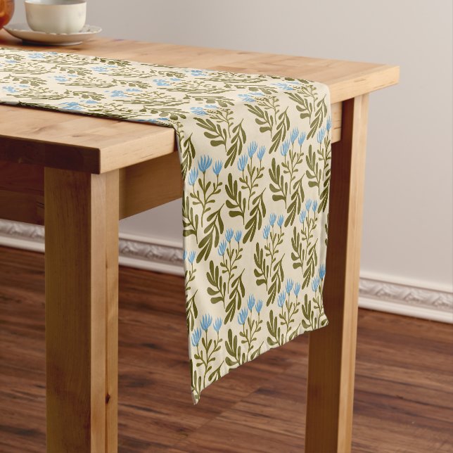 Caminho De Mesa Pequeno  Calm and Natural: Blue Flower Seamless Pattern (No Local)