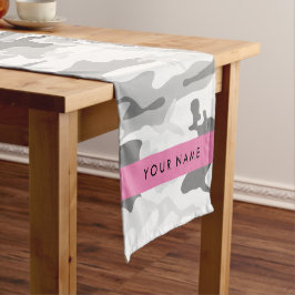 Caminho De Mesa Pequeno Camuflagem Cinza Neve de Inverno Personalize seu n