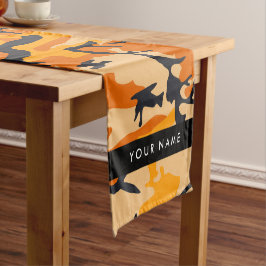 Caminho De Mesa Pequeno Camuflagem Laranja Seu nome Personaliza