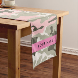 Caminho De Mesa Pequeno Camuflagem rosa e verde Seu nome personaliza