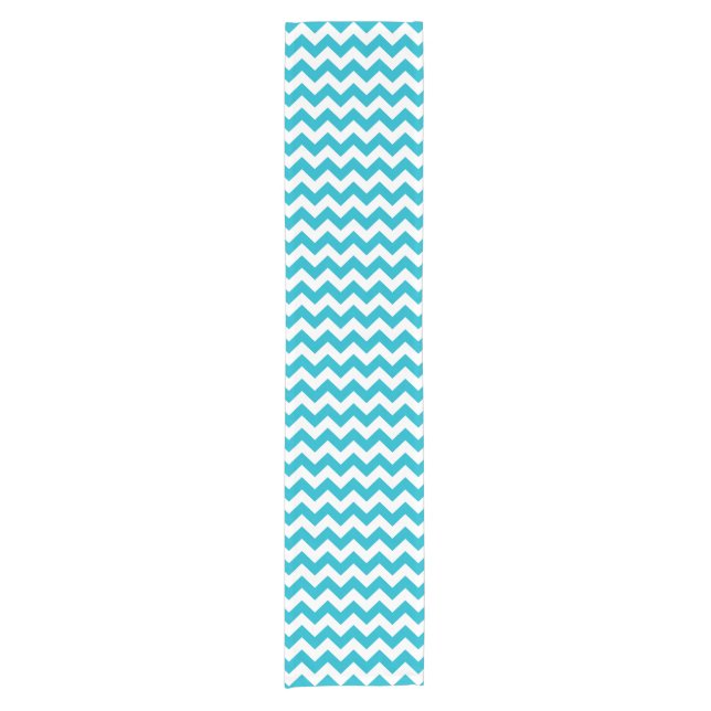 Caminho De Mesa Pequeno Caribe Blue Chevron (Frente)