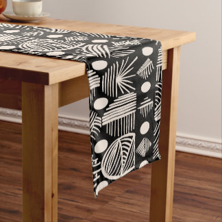 Caminho De Mesa Pequeno Caribe Tribal Mudcloth: Preto, Branco,