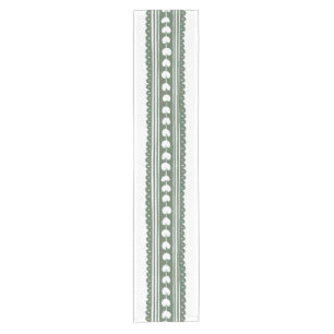 Caminho De Mesa Pequeno Casamento com Impressão Botânica Verde e Branco