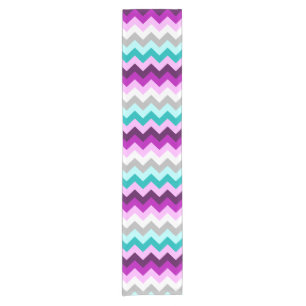 Caminho De Mesa Pequeno Cavalo branco roxo Chevrons - Mesa pequena