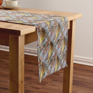 Caminho De Mesa Pequeno Cedar Waxwing Bird Patterno