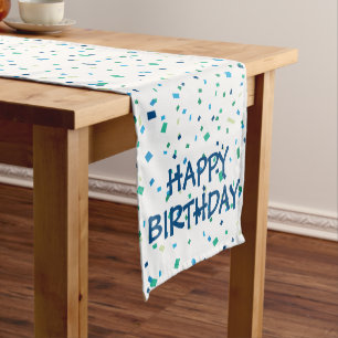 Caminho De Mesa Pequeno Celebração de Aniversário Feliz e Colorida Confett