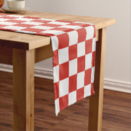 Caminho De Mesa Pequeno Charme Atemporal Xadrez Vermelho e Branco Churrasc