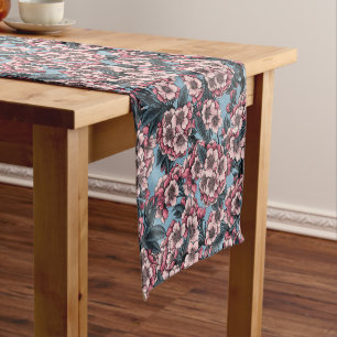 Caminho De Mesa Pequeno Cherry blossom in pink and blue