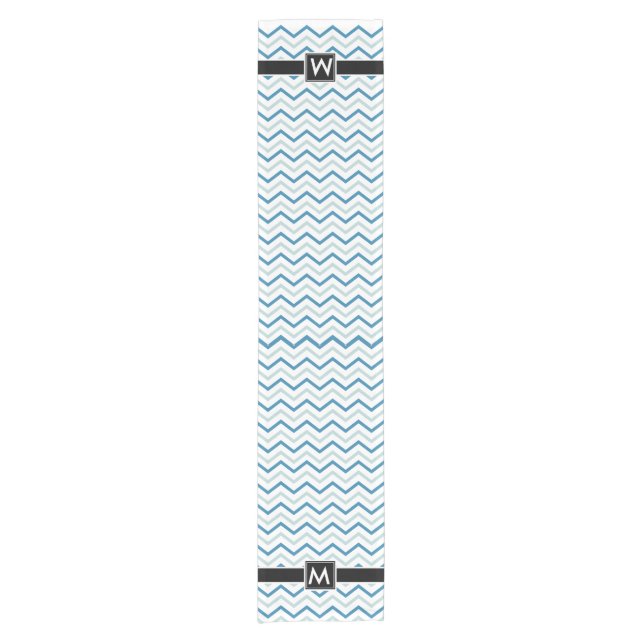 Caminho De Mesa Pequeno Chevron Zigzag Personalizado Azul Aqua (Frente)