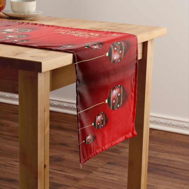 Caminho De Mesa Pequeno Christmas Celebration Golden Red Winter Elegant (No Local)
