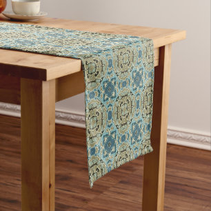 Caminho De Mesa Pequeno Cinza Verde Azul Ochre Hip Orient Bali Art