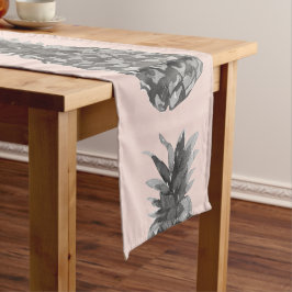 Caminho De Mesa Pequeno Cinzas Tropicais e Pineanás Rosa Padrão Sem Costur