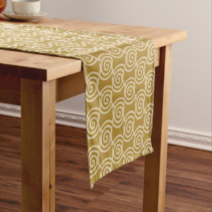 Caminho De Mesa Pequeno Círculos Espirais Abstratos Bege Dourado sobre Dou