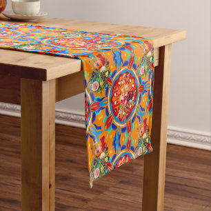 Caminho De Mesa Pequeno Citrinos de Verão,boho,bohemiano,floral mediterr