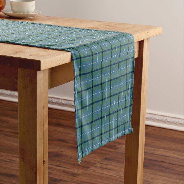 Caminho De Mesa Pequeno Clan Douglas Light Green and Blue Ancian Tartan (No Local)