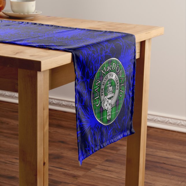Caminho De Mesa Pequeno Clan MacDonald Crest e Tartan (No Local)