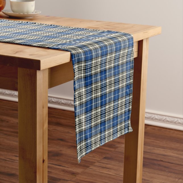 Caminho De Mesa Pequeno Clan Napier Blue, Black e White Scottish Tartan (No Local)