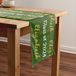 Caminho De Mesa Pequeno Classe do Formando 2024 Dark GreenWhite Dourado