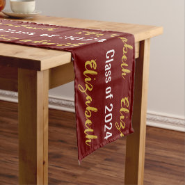 Caminho De Mesa Pequeno Classe do Formando 2024 Dark Red White Dourado