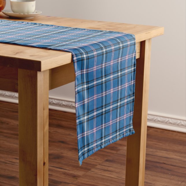 Caminho De Mesa Pequeno Classic Blue Black White Plaid Table Runner (No Local)