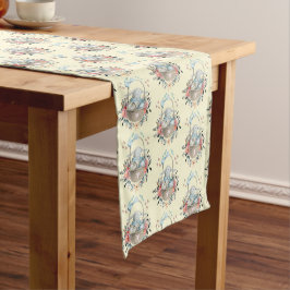 Caminho De Mesa Pequeno Coelhinho bonito em uma cesta com ovos e flores Bo